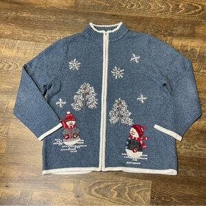 Designer Originals Studio Joy Christmas Holiday Snowman Sweater Women Large Wool